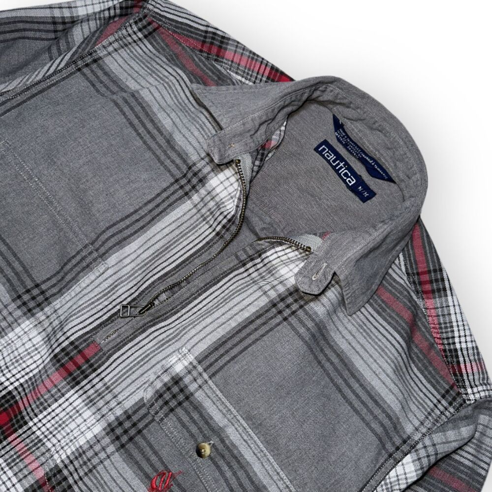 90s Vintage Nautica 1/4 Zip Relaxed Plaid Pullover Shirt Sz M Double Pocket - Picture 2 of 14